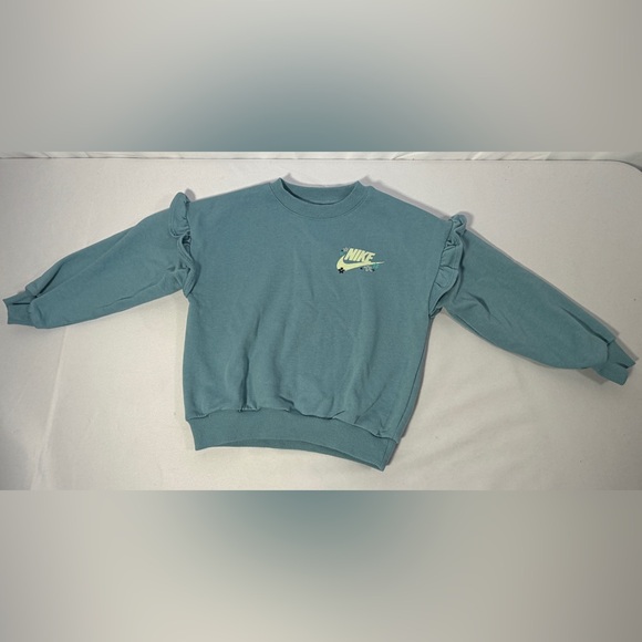 Nike Girls Outfit Set XS 4 Sweatshirt Top & Floral Flare Leggings Pants Logo - Picture 2 of 14